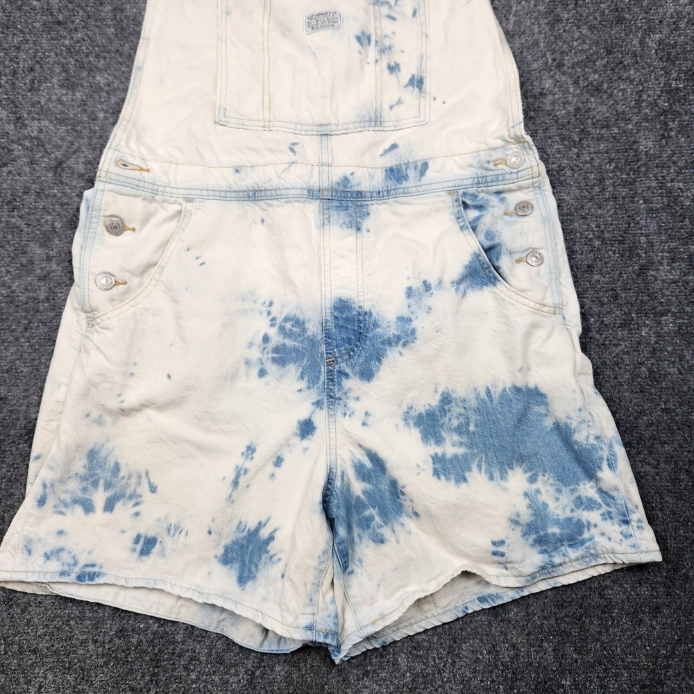 Levi's White and Blue Tie-Dye Short Overalls - Picture 3 of 16